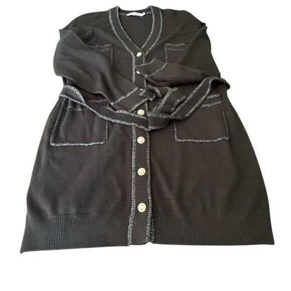 JustFab Dresses & Skirts - NWT JustFab Women's Black Button Front Tie Belt Pockets Cardigan Dress Large